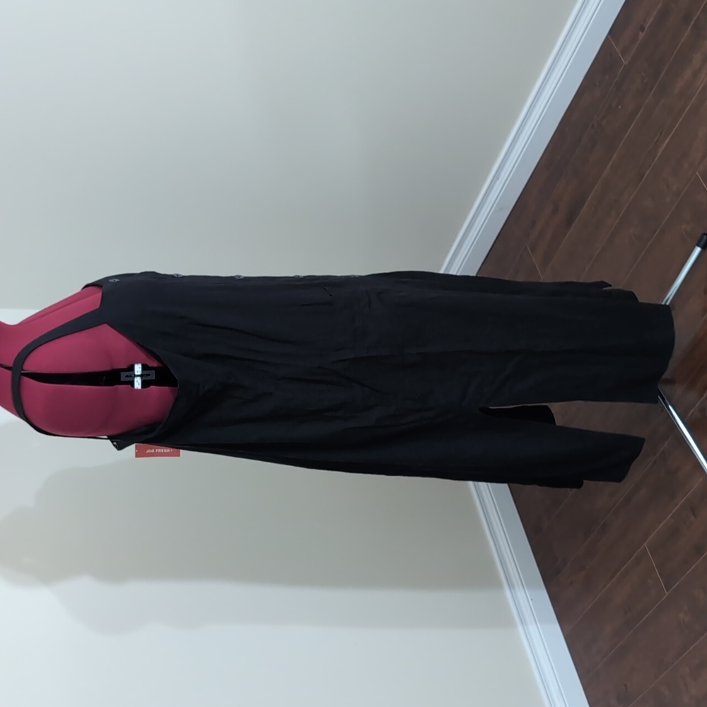 Joe Fresh| NWT Black Button Down Midi Dress Cotton Blend - Picture 3 of 15